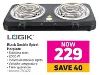 Game Logik Black Double Spiral Hotplate 2000W offer