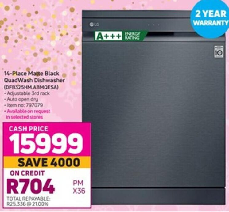 14Place Matte Black QuadWash Dishwasher offer at Game