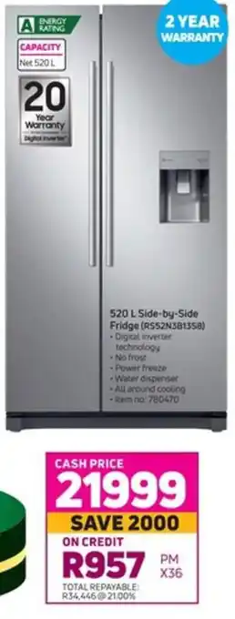 Game Side-by-Side Fridge 520L offer