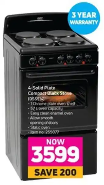 Game 4-Solid Plate Compact Black Stove offer