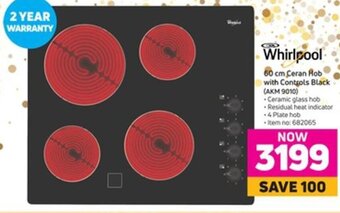 Game Whirlpool 60cm Ceran Hob with Controls Black offer