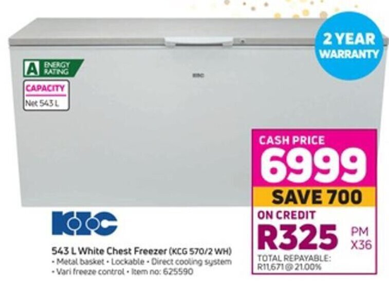 White Chest Freezer 543L offer at Game
