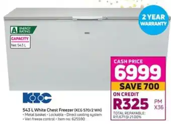 Game White Chest Freezer 543L offer