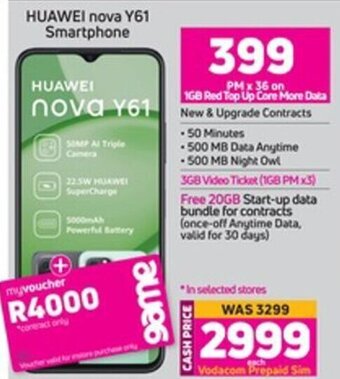 Game Huawei Nova Y61 Smartphone offer