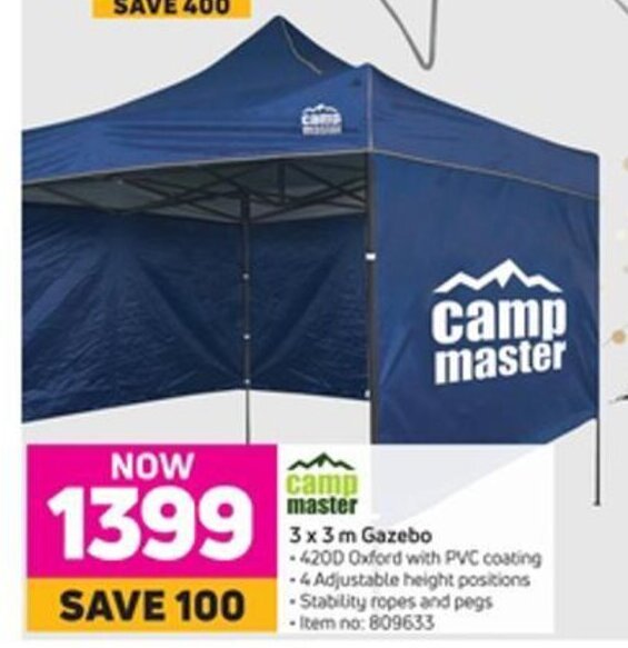 Camp Master 3 x 3m Gazebo offer at Game