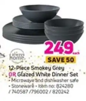 Game 12-Piece Smokey Grey or Glazed White Dinner Set offer