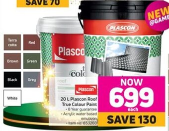 Plascon Roof True Colour Paint 20L offer at Game