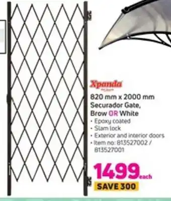 Game Xpanda 820mm x 2000mm Securador Gate, Brow or White offer
