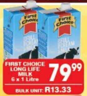 Giant Hyper First Choice Long Life Milk 6 x 1 litre offer