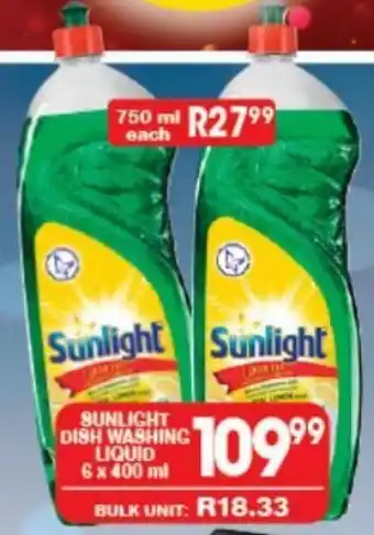 Sunlight Dish Washing Liquid 6 x 400ml