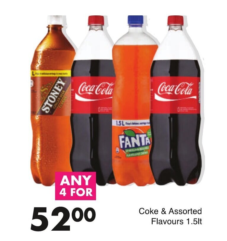 Coca Cola & Assorted Flavours 4 x 1.5lt offer at Save