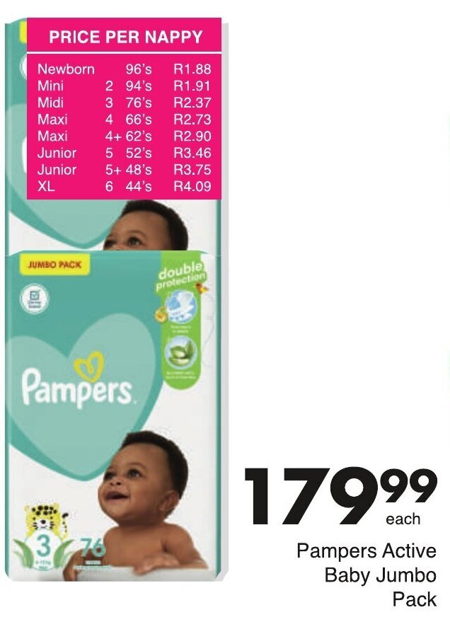 Pampers Active Baby Jumbo Pack offer at Save