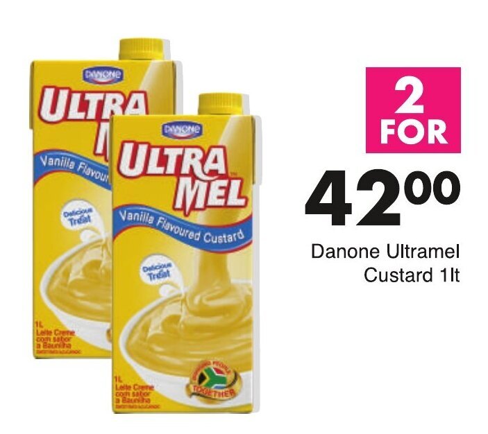 Danone Ultramel Custard 2 x 1lt offer at Save