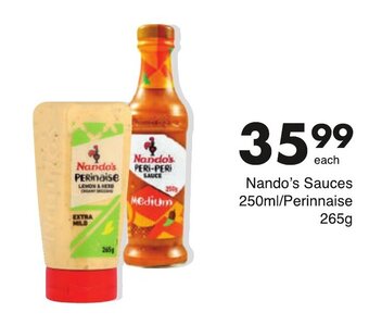 Save Nando's Sauces 250ml/Perinnaise 265g offer