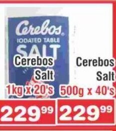 Advance Cash n Carry Cerebos Salt 1kg x 20's offer