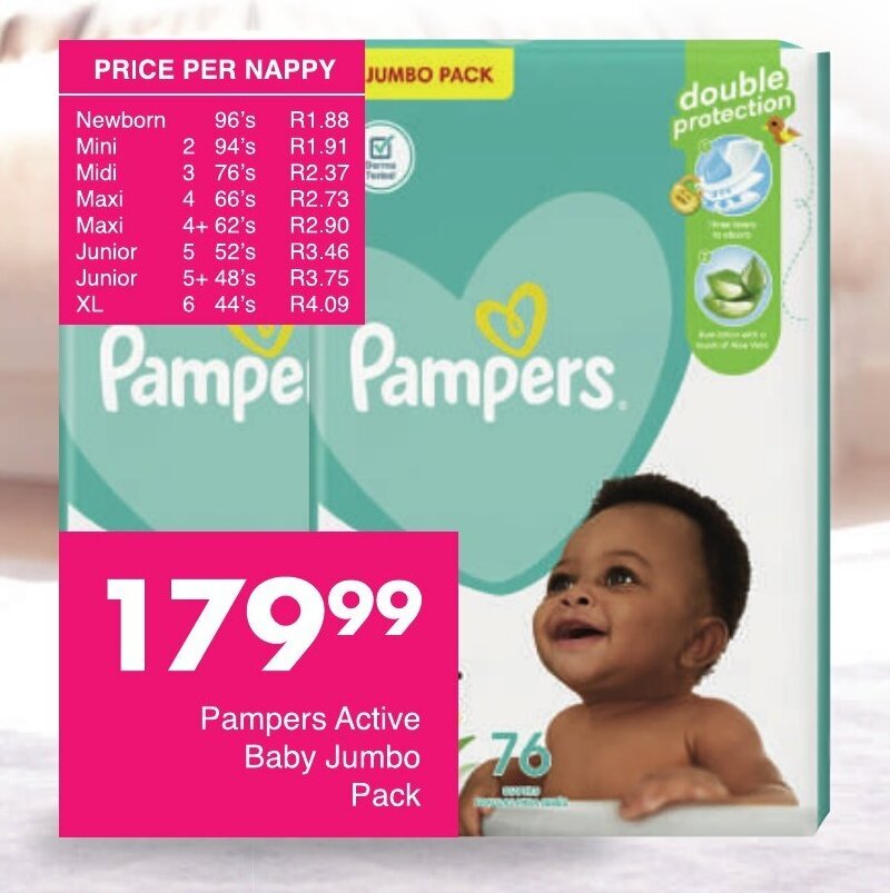 Pampers Active Baby Jumbo Pack offer at Save