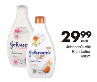 Save Johnson's Vita Rich Lotion 400ml offer