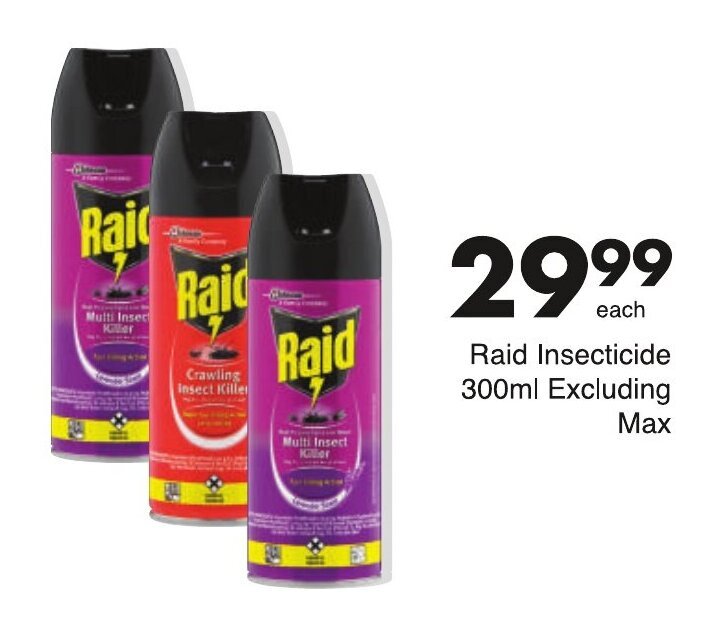 Raid Insecticide 300ml (excluding Max) offer at Save