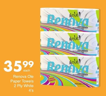 Save Renova Ole Paper Towels 2 Ply White 4's offer