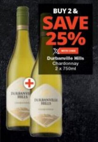 Checkers Durbanville Hills Chardonnay 2 x 750ml offer