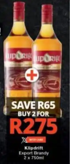 Checkers Klipdrift Export Brandy 2 x 750ml offer