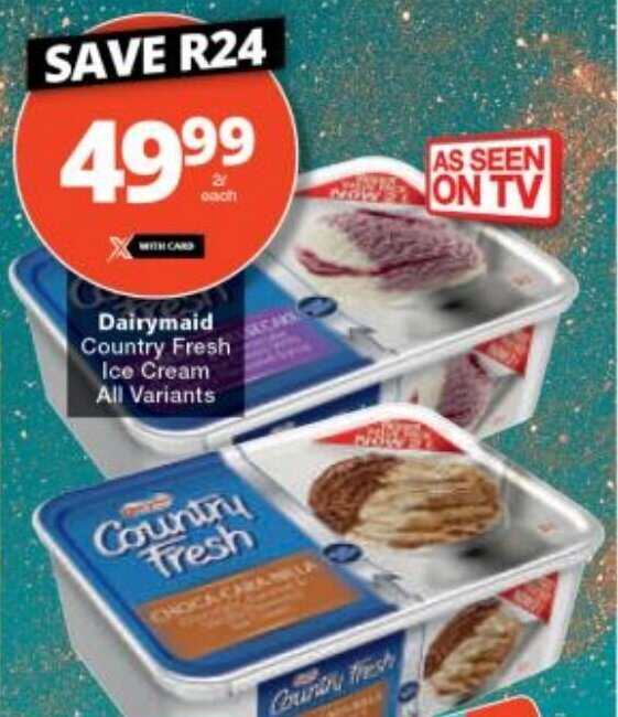 Dairymaid Country Fresh Ice Cream all variants 2L offer at Checkers