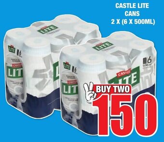 Boxer Liquors Castle Lite Cans 2 x (6 x 500ml) offer