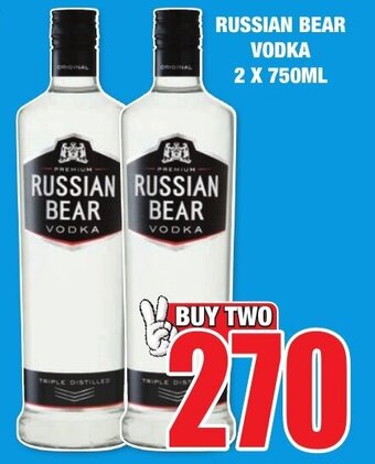 Boxer Liquors Russian Bear Vodka 2 x 750ml offer