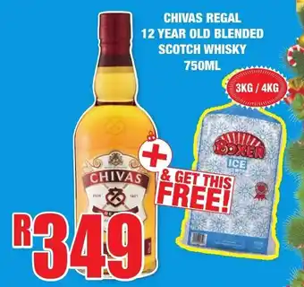 Boxer Liquors Chivas Regal 12 Year Old Blended Scotch Whisky 750ml + Boxer Ice 3kg / 4kg offer