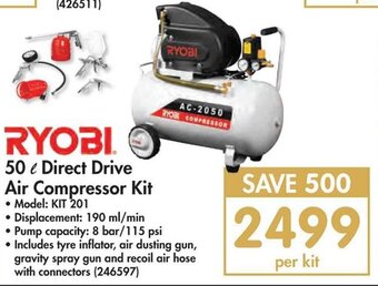 Makro Ryobi 50L Direct Drive Air Compressor Kit offer