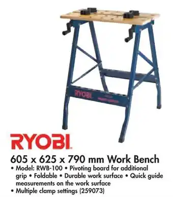 Makro Ryobi 605 x 625 x 790mm Work Bench offer