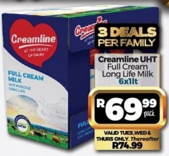 Take 'n Pay Creamline UHT Full Cream Long Life Milk 6 x 1lt offer