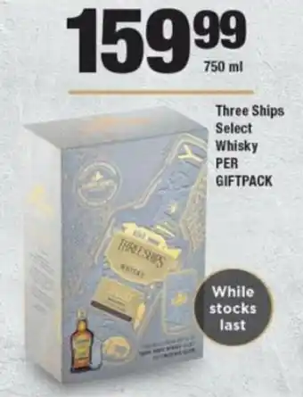 Three Ships Select Whisky 750ml per giftpack