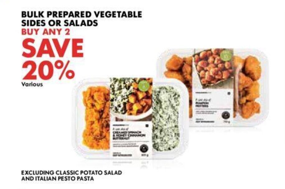 Bulk Prepared Vegetable Sides or Salads any 2 offer at Woolworths