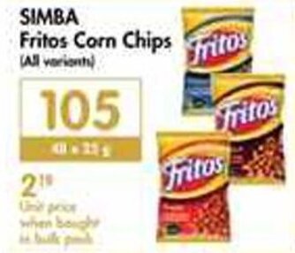 Simba Fritos Corn Chips all variants