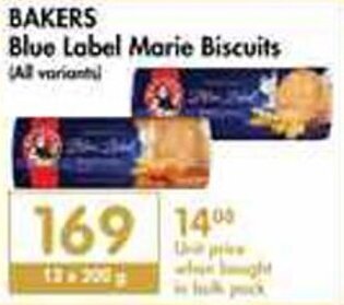 Makro Bakers Blue Label Marie Biscuits all variants 12 x 200g offer