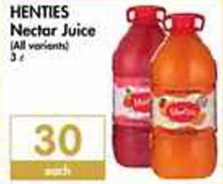 Henties Nectar Juice all variants 3L