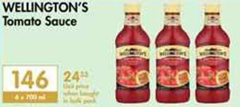 Makro Wellington's Tomato Sauce 6 x 700ml offer
