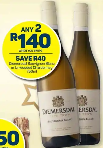 Pick n Pay Diemersdal Sauvignon Blanc or Unwooded Chardonnay 2x750ml offer