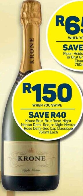 Pick n Pay Krone Brut, Brut Rosé, Night Nectar Deni-Sec 750ml offer