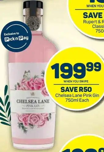 Pick n Pay Chelsea Lane Pink Gin 750ml offer
