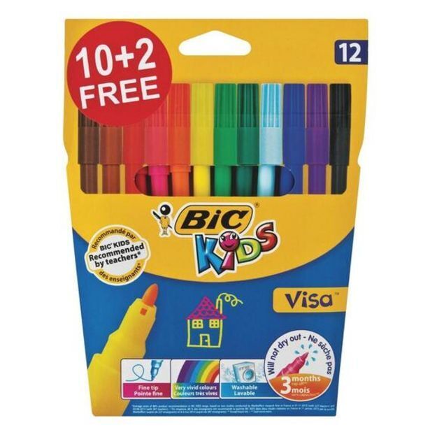Bic 12pc fiber tip pens ss. offer at Game