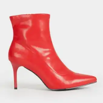 Women's red stiletto stretch patent ankle boot