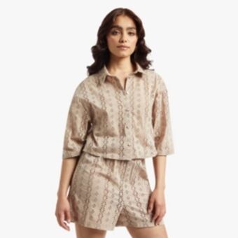Women's stone co-ord soft anglaise shorts
