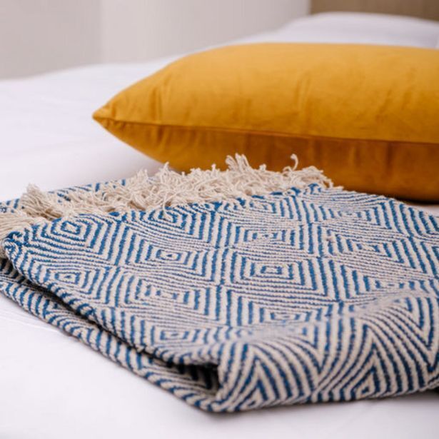 Cotton club geo diamond throw teal offer at Whitehouse