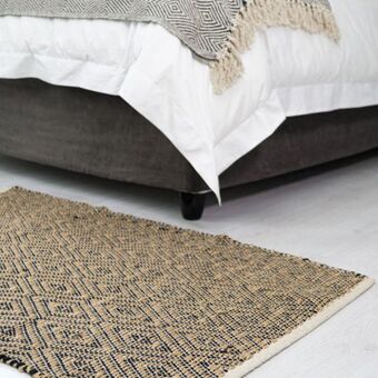 Whitehouse Woven jute multi diamond cotton rug - black / beige offer