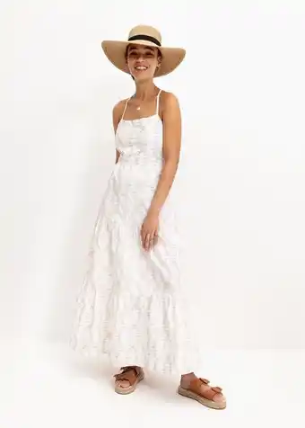 Tiered embroidery cotton maxi dress