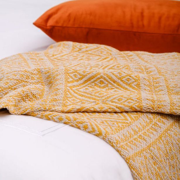 Cotton club multi border throw mustard offer at Whitehouse