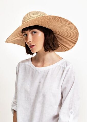 Oversize asymmetric straw hat