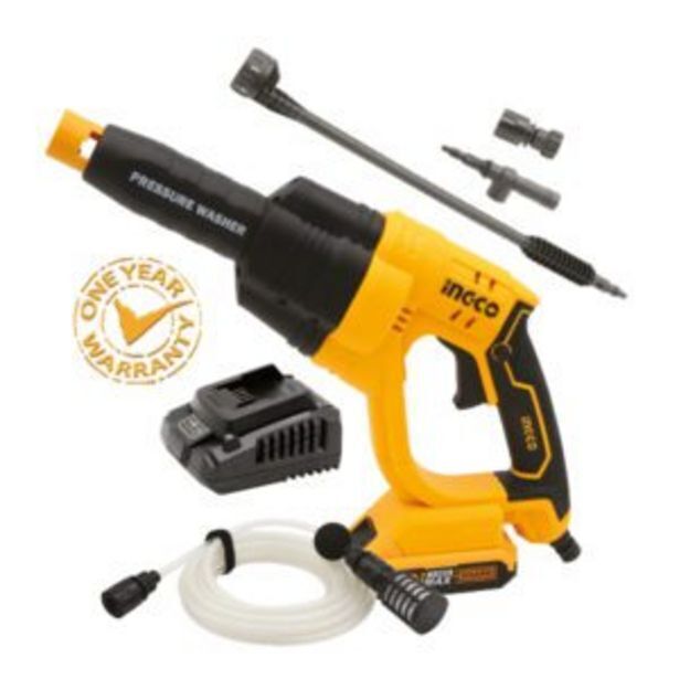 Ingco 20v liion cordless pressure washer kit with 1 x 2ah battery